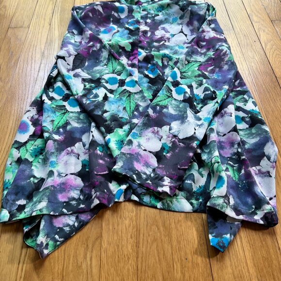 ASTR Size L NEW Black Multicolor Floral Open Front Long Sleeve Sheer Blazer - Picture 14 of 14